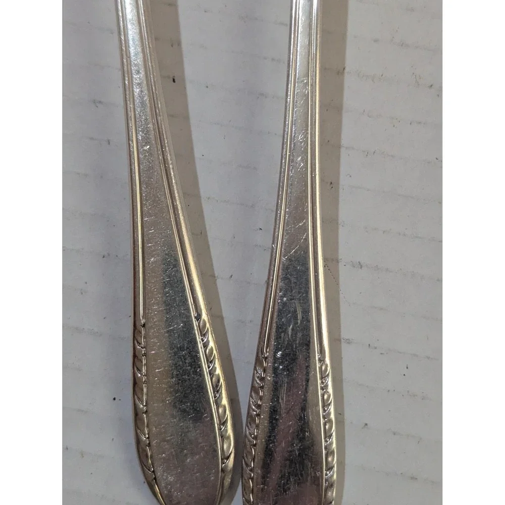 8 Holmes & Edwards May Queen Silverplate Salad Forks 1951 IS‎ Vintage Flatware